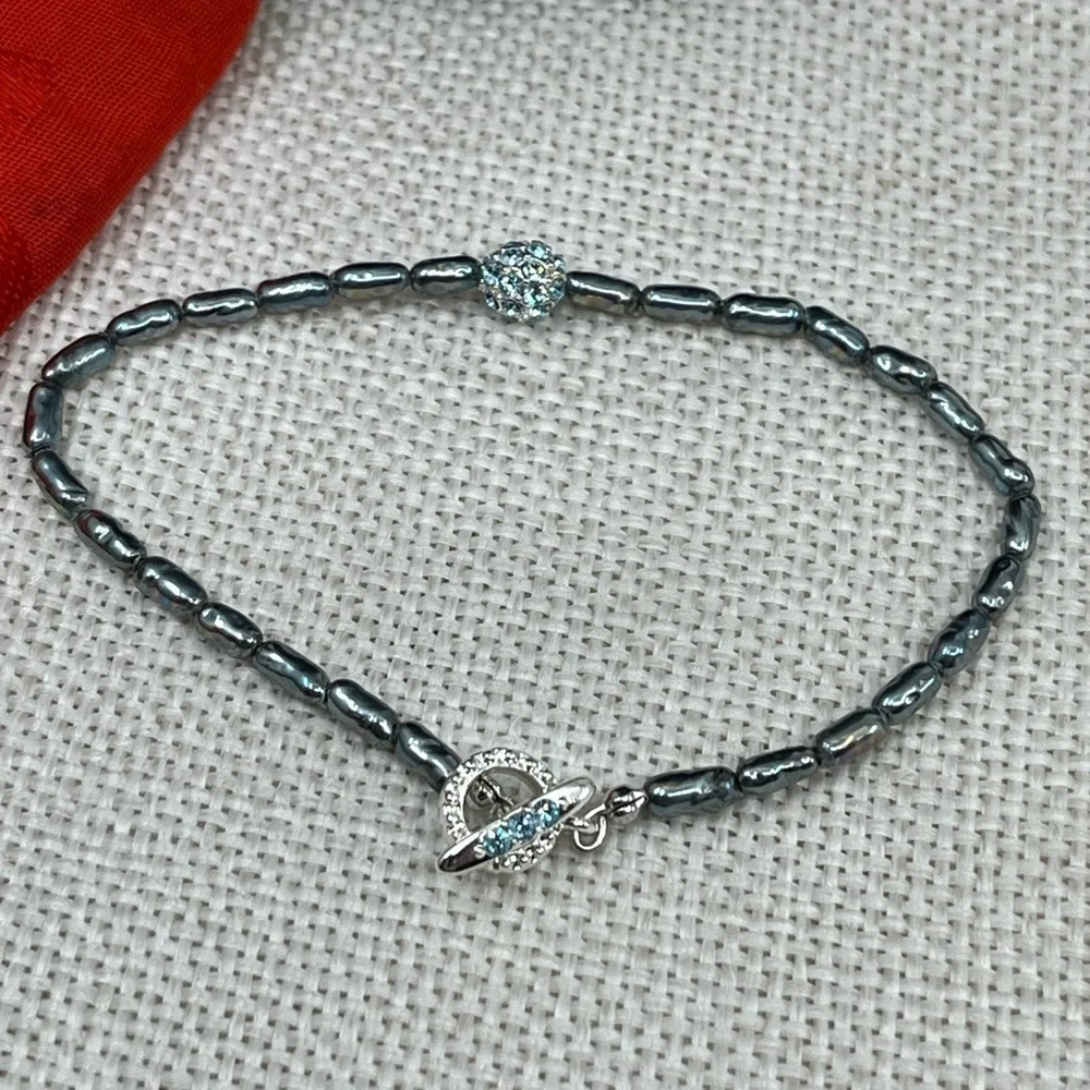 Vintage Hematite and Rhinestone Accented Bracelet – 8” - Picture 8 of 16